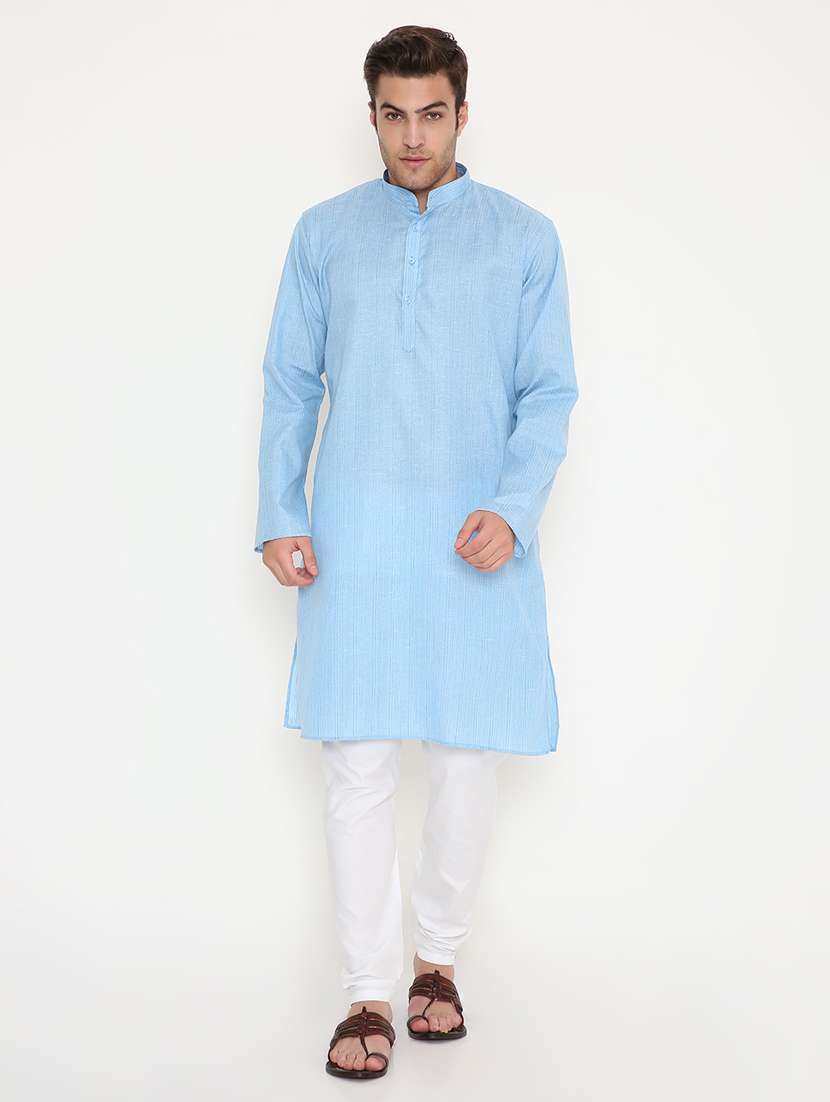 men solid long sleeve kurta and pyjama set - 22057747 - Zoom Image - 0