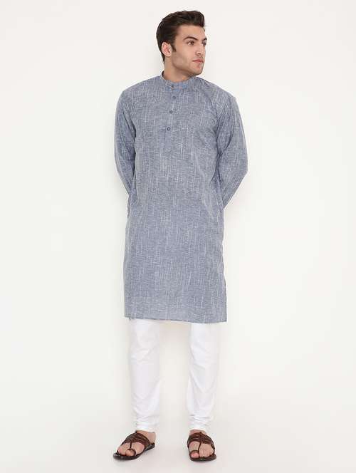 men solid long sleeve kurta and pyjama set - 22057750 - Standard Image - 0