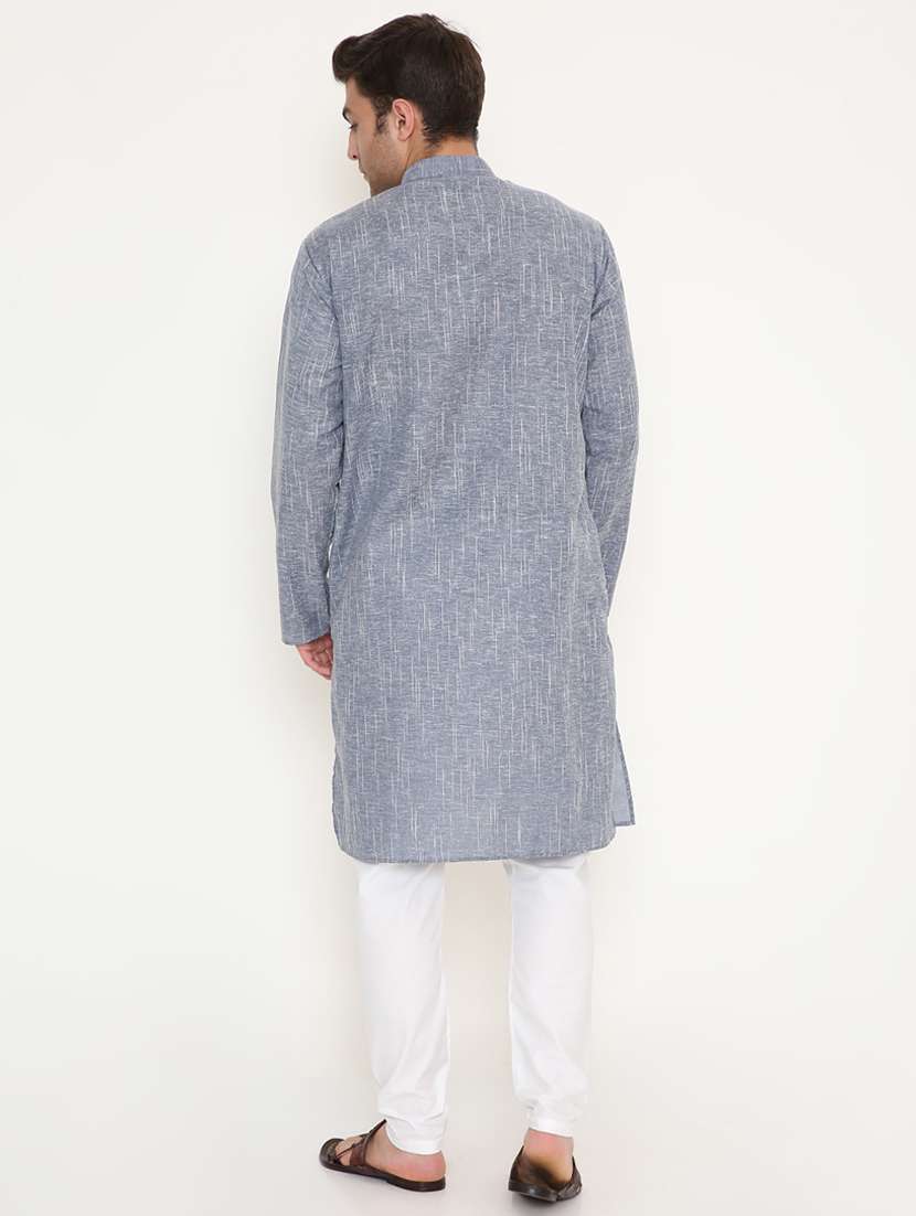 men solid long sleeve kurta and pyjama set - 22057750 - Standard Image - 3