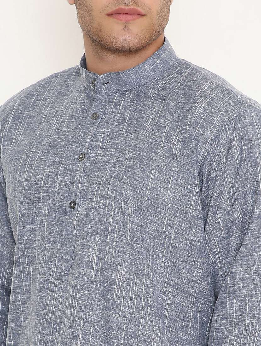 men solid long sleeve kurta and pyjama set - 22057750 - Standard Image - 5