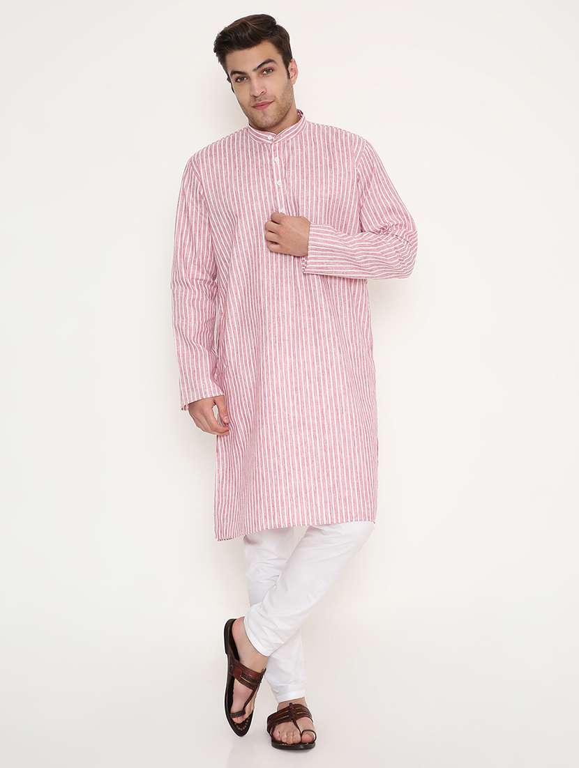 men striped long sleeve kurta and pyjama set - 22057751 - Zoom Image - 0