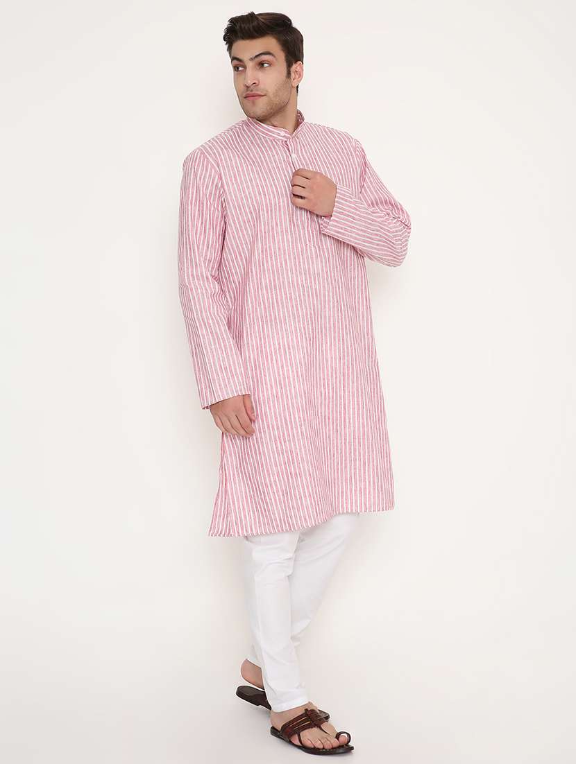 men striped long sleeve kurta and pyjama set - 22057751 - Standard Image - 3