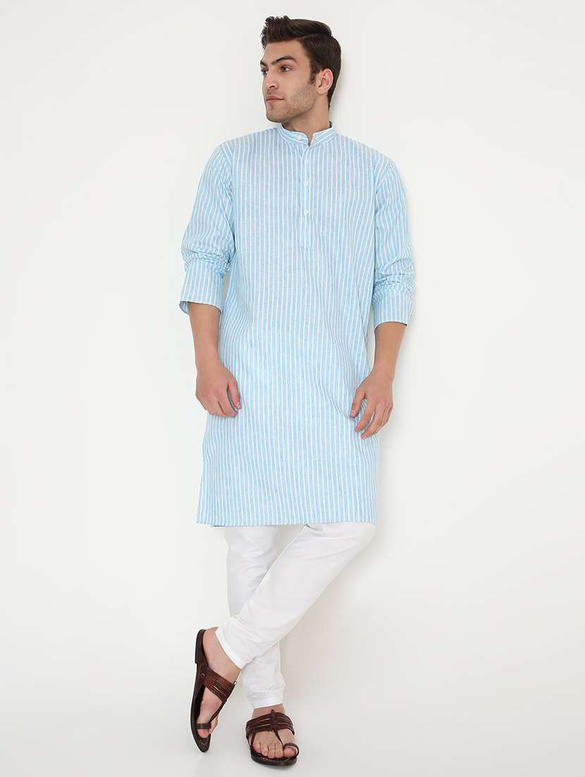 men striped long sleeve kurta and pyjama set - 22057752 -  Standard Image - 3