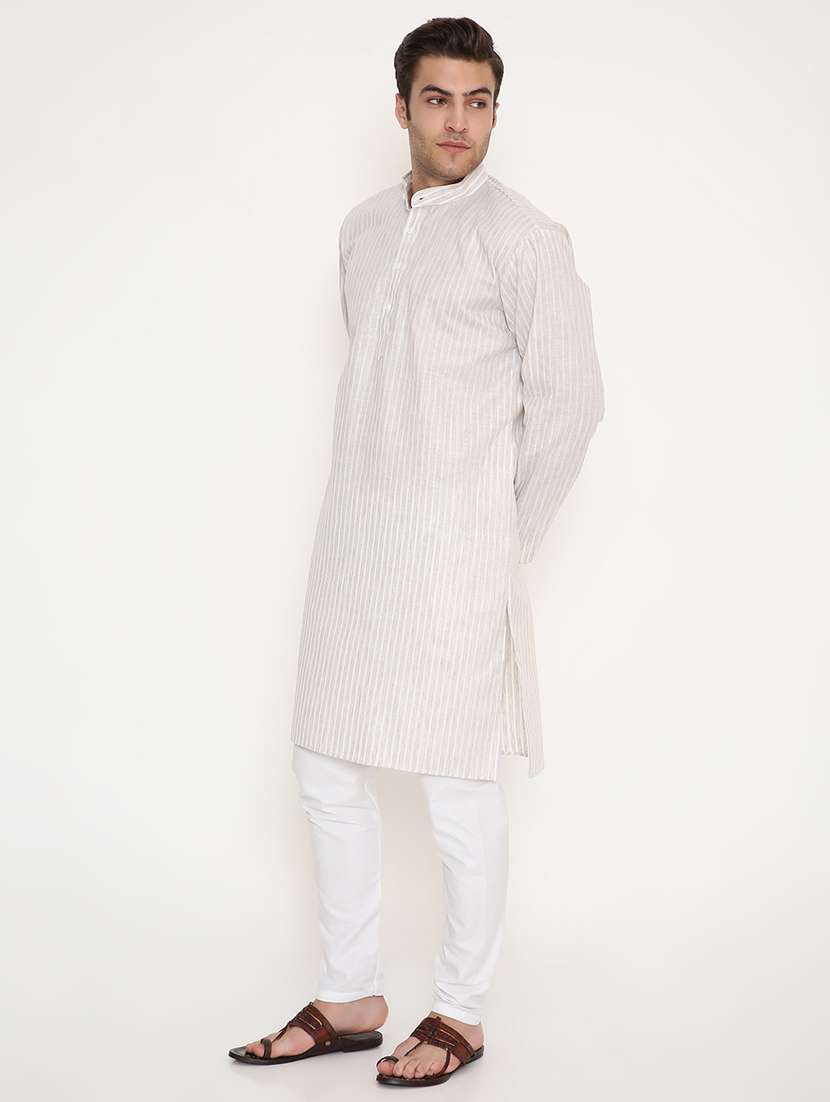 men striped long sleeve kurta and pyjama set - 22057753 -  Standard Image - 3