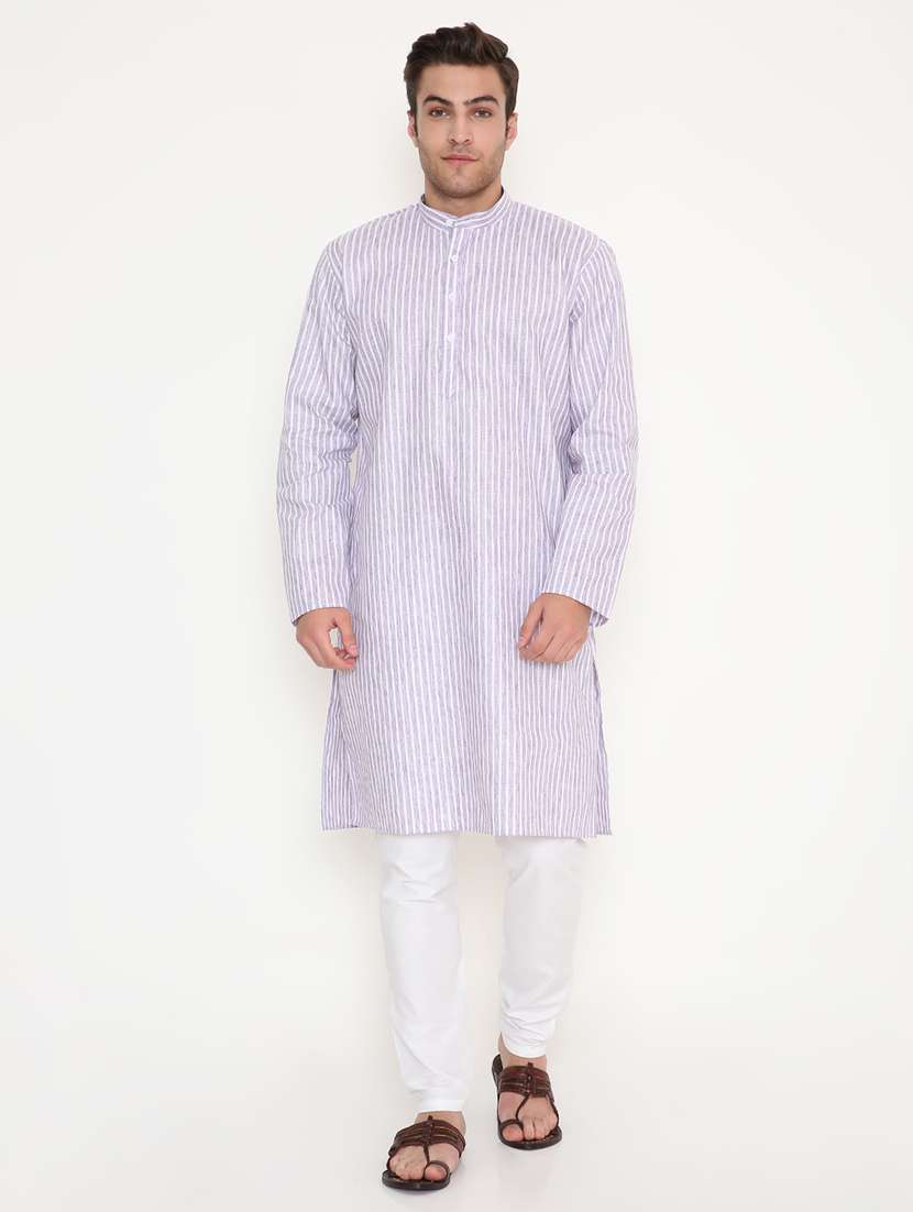 men striped long sleeve kurta and pyjama set - 22057754 - Zoom Image - 0