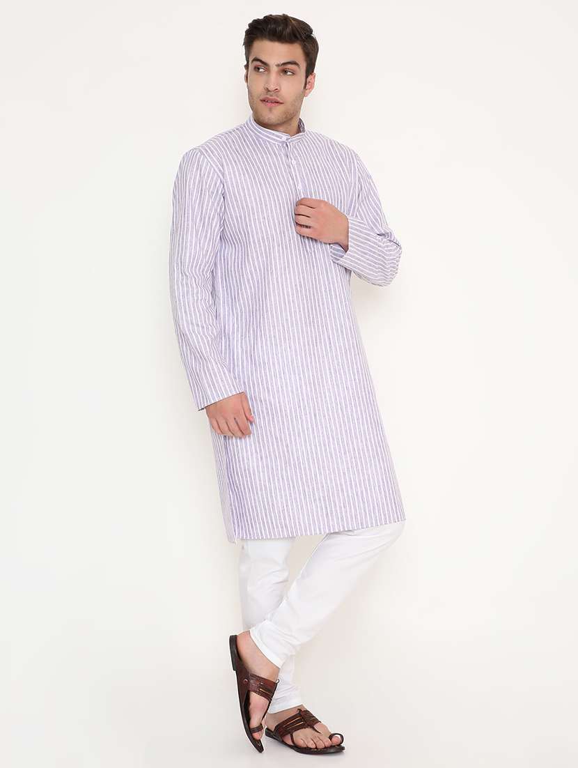 men striped long sleeve kurta and pyjama set - 22057754 - Standard Image - 3