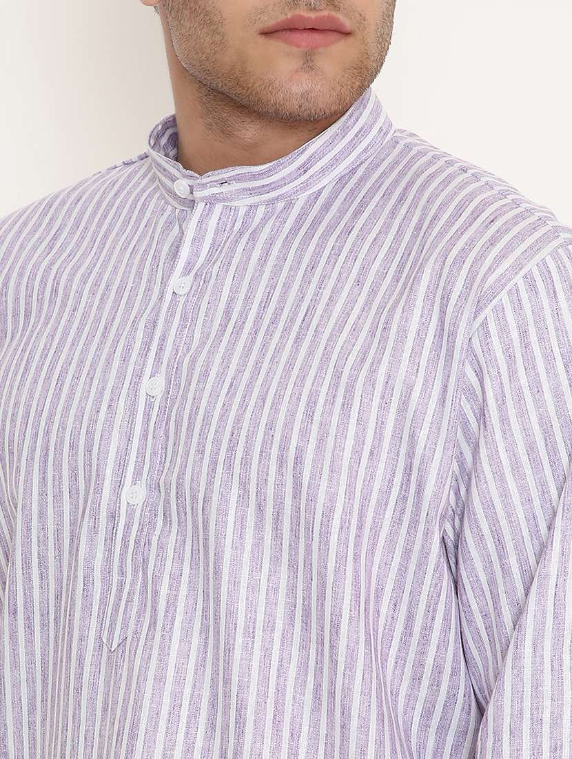 men striped long sleeve kurta and pyjama set - 22057754 - Standard Image - 5