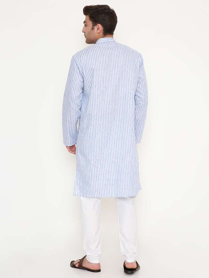 men striped long sleeve kurta and pyjama set - 22057755 -  Standard Image - 3