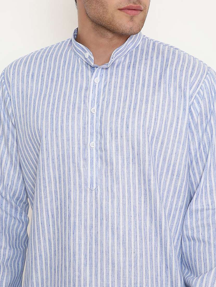 men striped long sleeve kurta and pyjama set - 22057755 -  Standard Image - 5