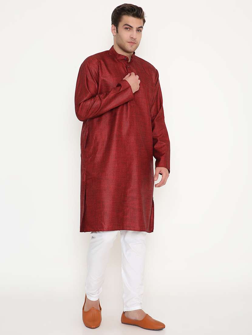 men solid long sleeve kurta and pyjama set - 22057756 -  Standard Image - 3
