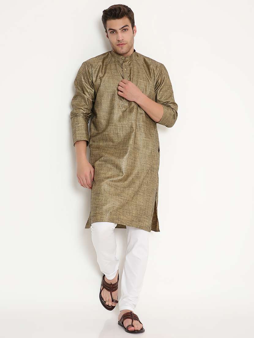 men solid long sleeve kurta and pyjama set - 22057757 - Standard Image - 3
