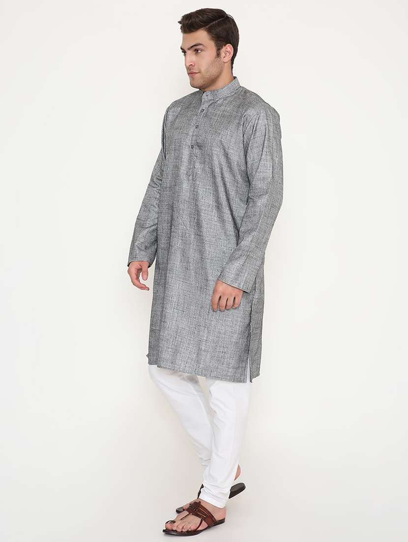 men solid long sleeve kurta and pyjama set - 22057759 - Standard Image - 3