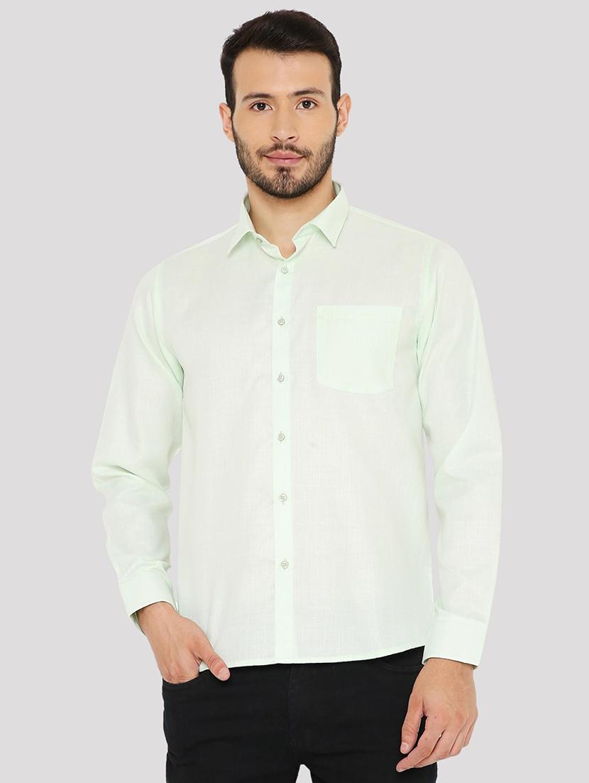 men solid collared long sleeve regular fit shirt