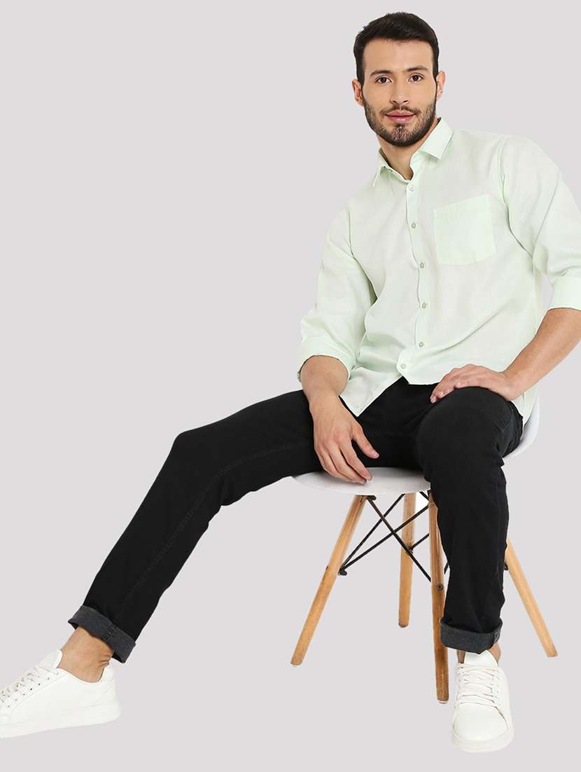 men solid collared long sleeve regular fit shirt - 22057767 -  Standard Image - 3