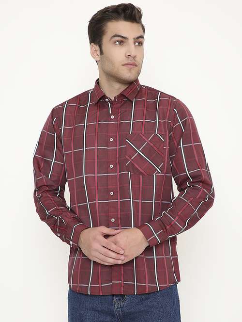 men checkered collared long sleeve regular fit shirt - 22057768 -  Standard Image - 0