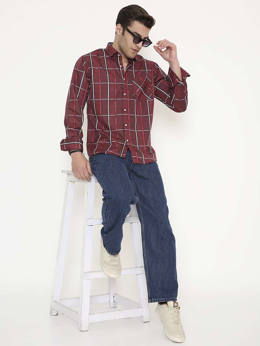 men checkered collared long sleeve regular fit shirt - 22057768 -  Standard Image - 5