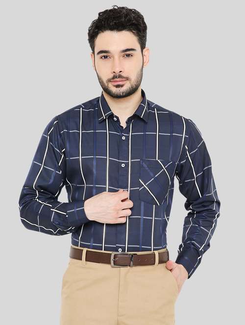 men checkered collared long sleeve regular fit shirt - 22057769 -  Standard Image - 0