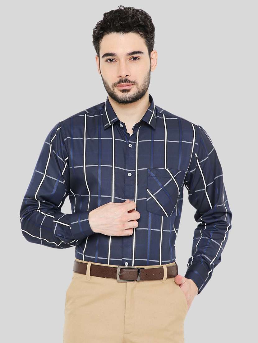 men checkered collared long sleeve regular fit shirt - 22057769 -  Zoom Image - 0