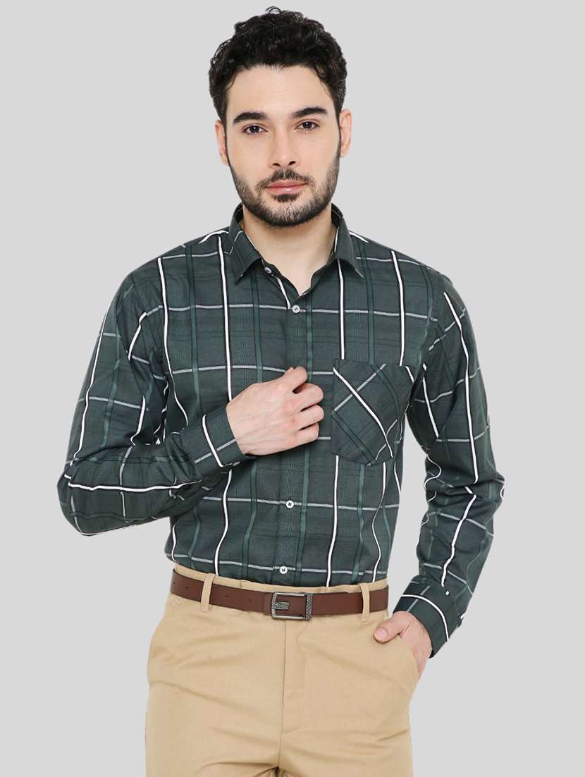men checkered collared long sleeve regular fit shirt