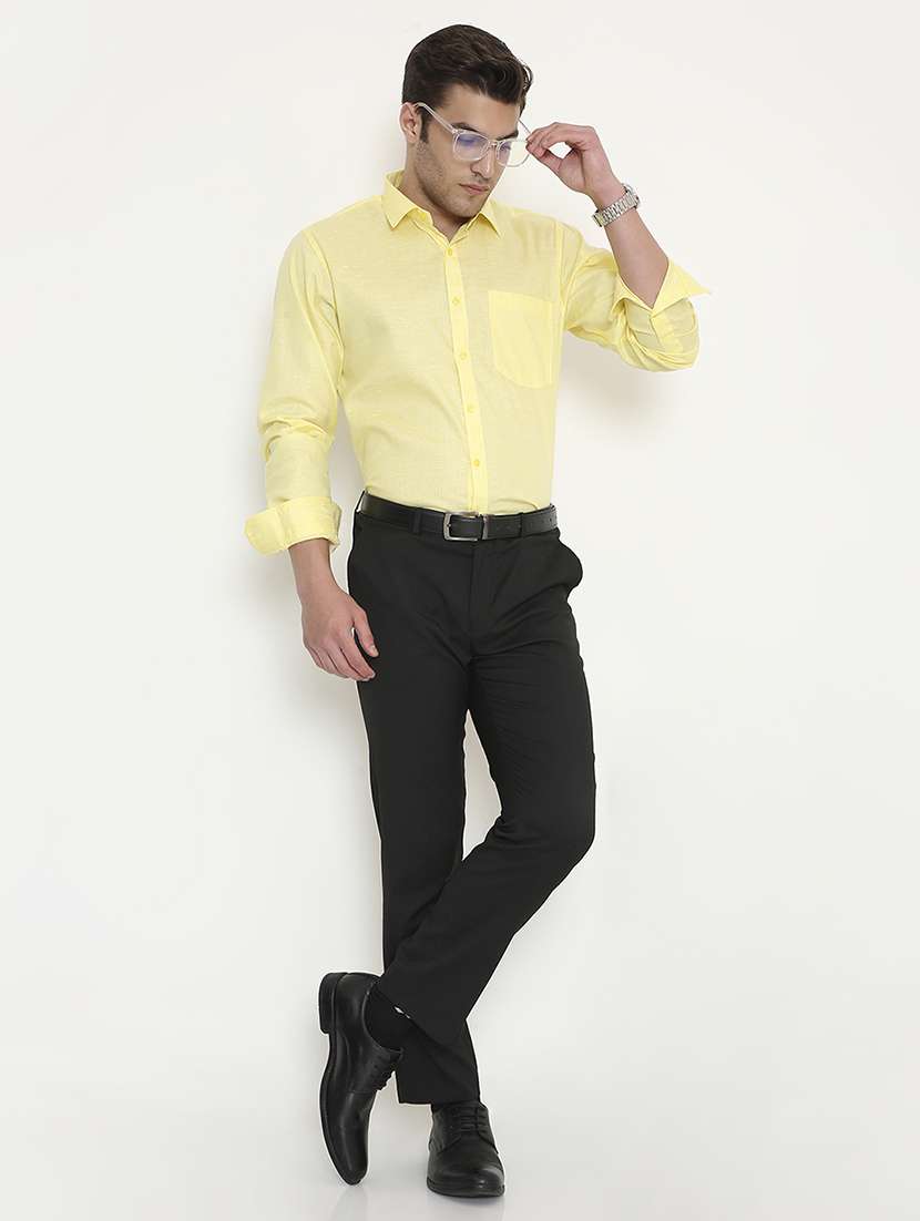 men solid collared long sleeve regular fit shirt - 22057772 -  Standard Image - 5