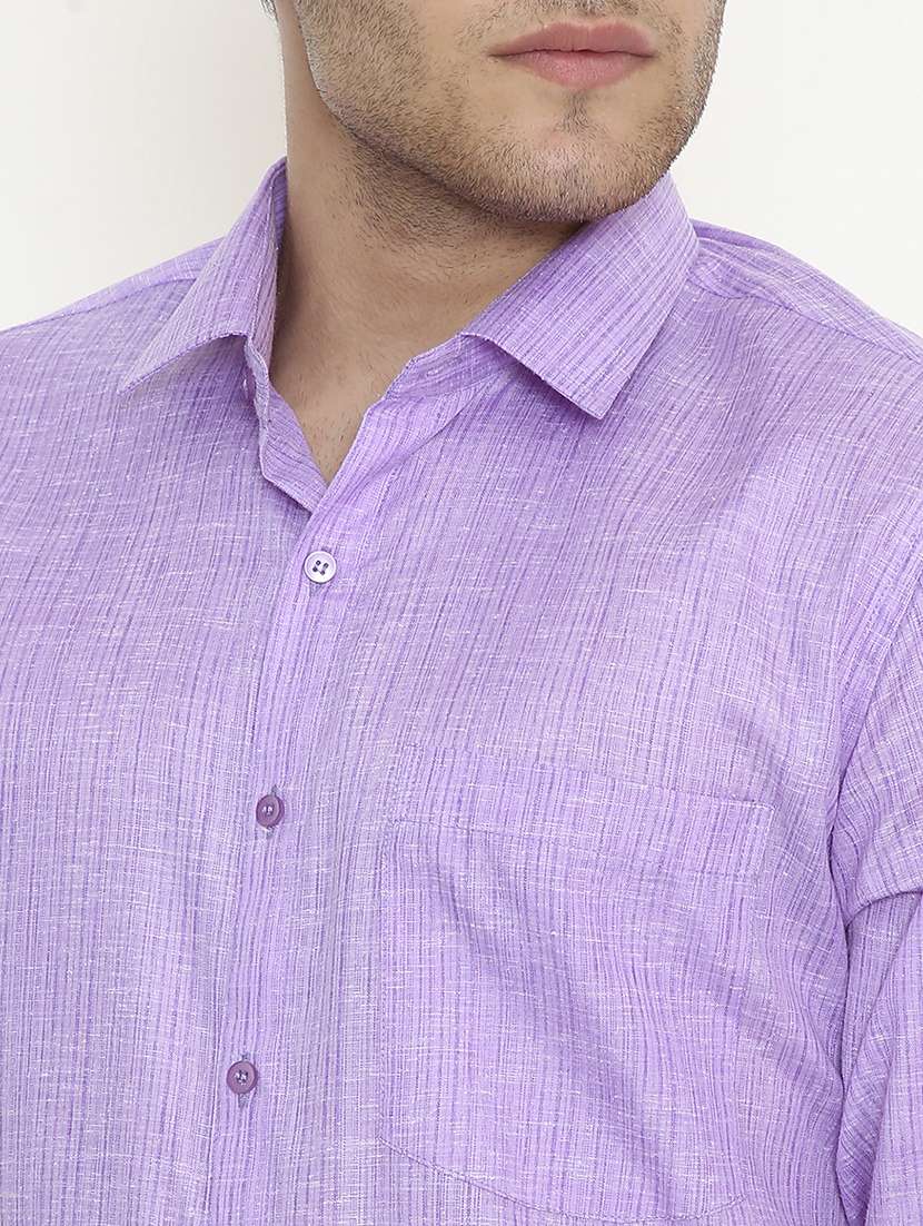 men solid collared long sleeve regular fit shirt - 22057775 -  Standard Image - 5