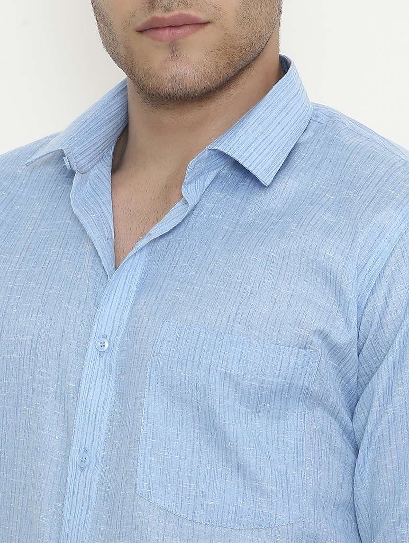 men solid collared long sleeve regular fit shirt - 22057776 -  Standard Image - 5