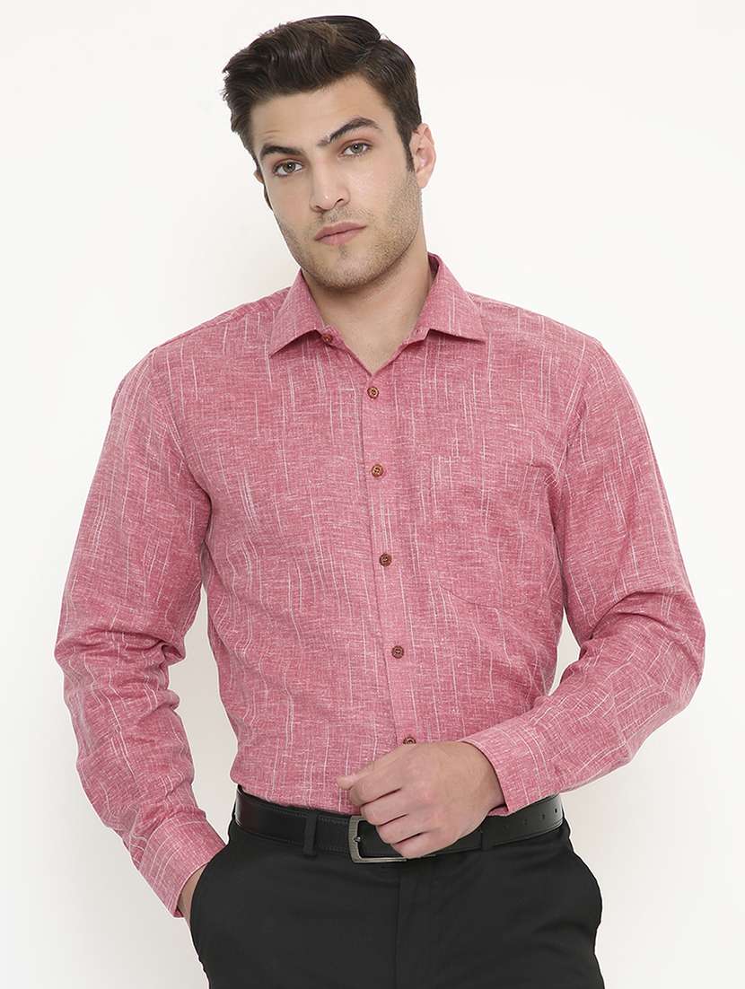 men solid collared long sleeve regular fit shirt