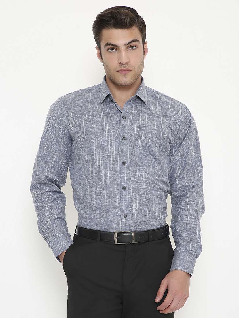 men solid collared long sleeve regular fit shirt