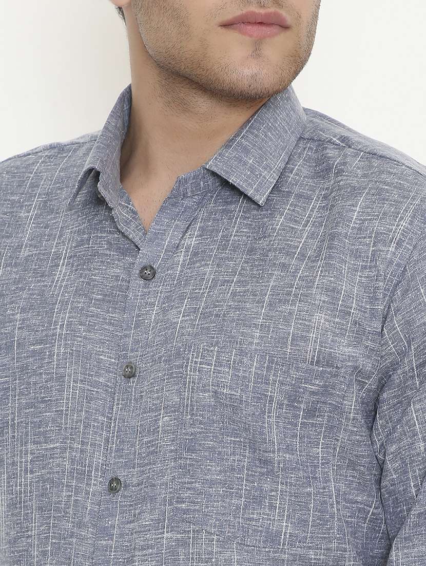 men solid collared long sleeve regular fit shirt - 22057779 -  Standard Image - 5