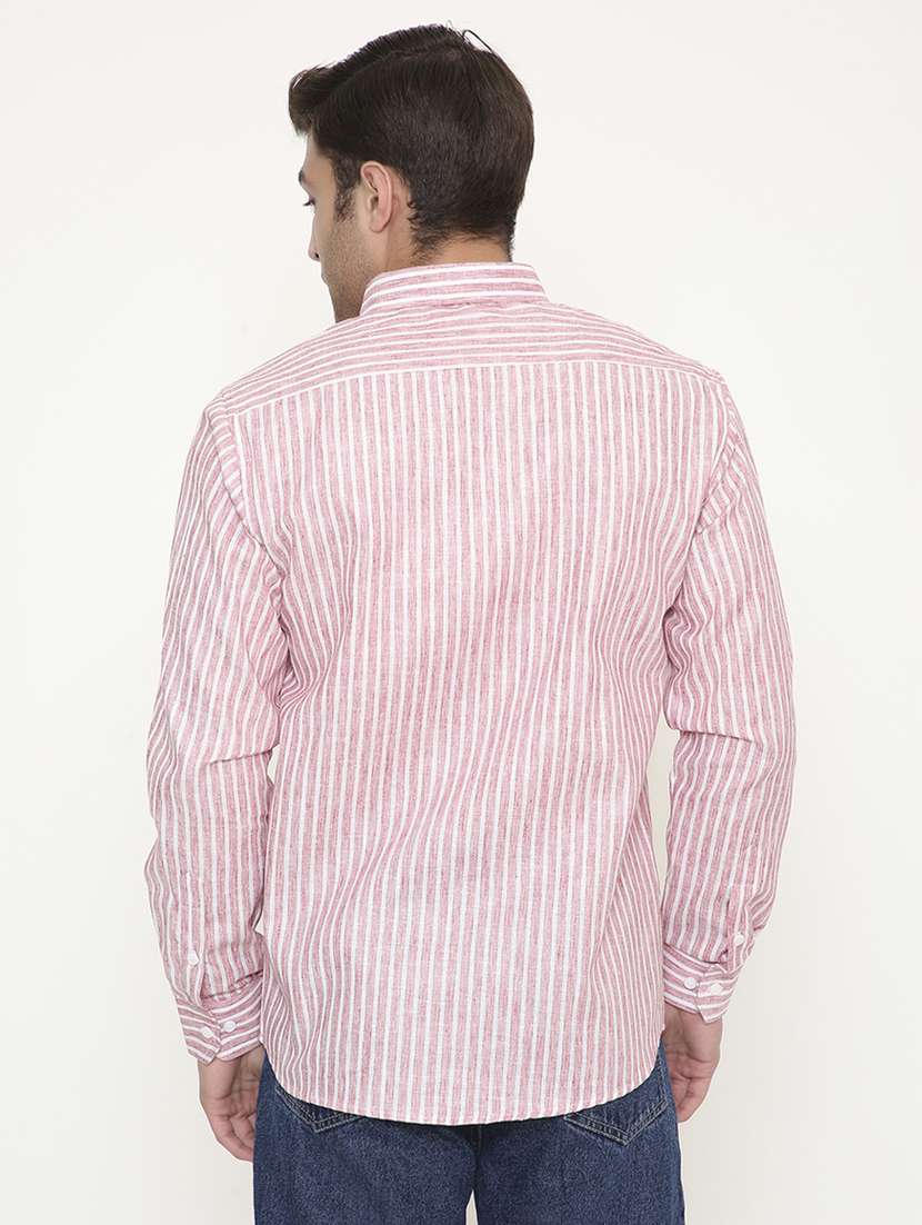 men striped collared long sleeve regular fit shirt - 22057780 -  Standard Image - 3