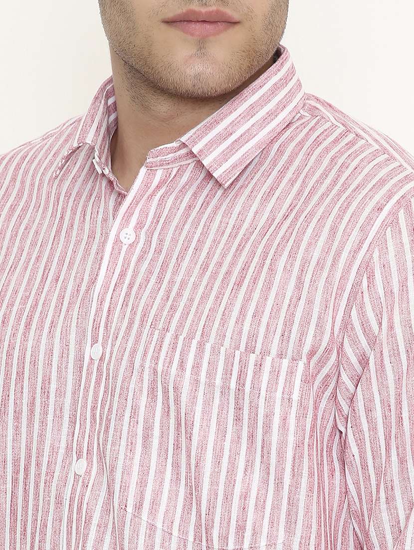 men striped collared long sleeve regular fit shirt - 22057780 -  Standard Image - 5