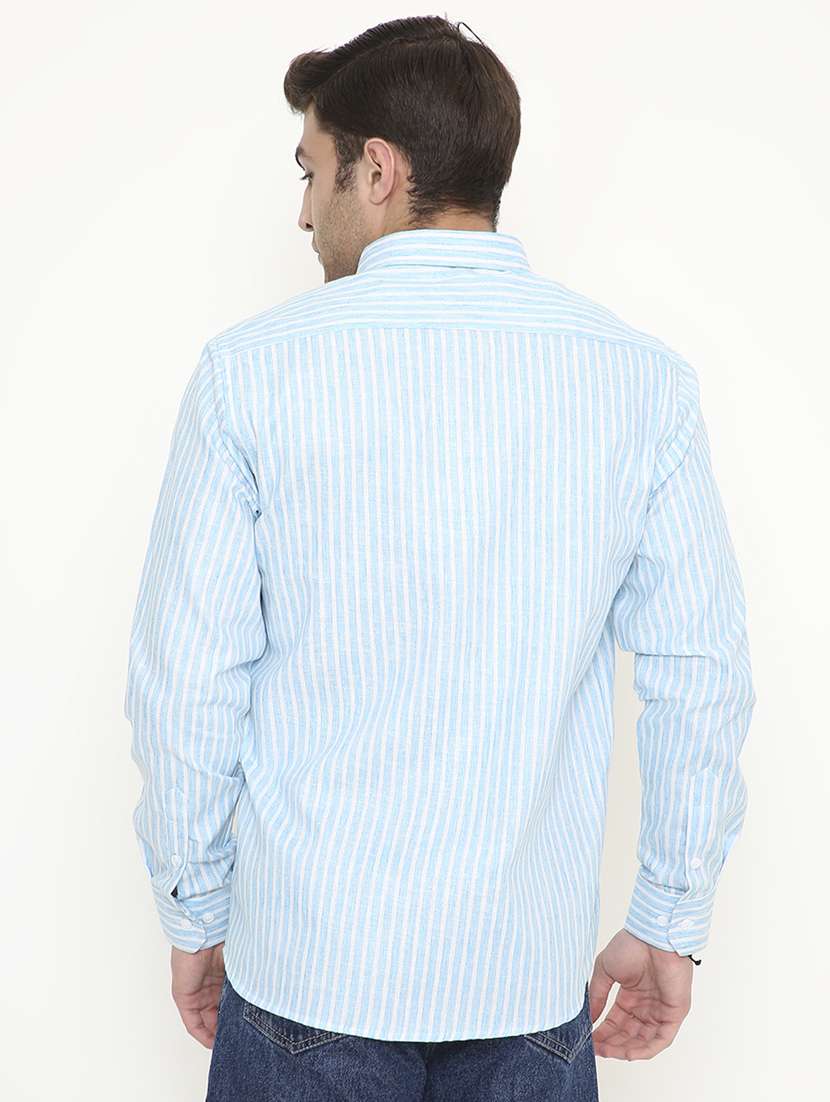 men striped collared long sleeve regular fit shirt - 22057781 -  Standard Image - 3