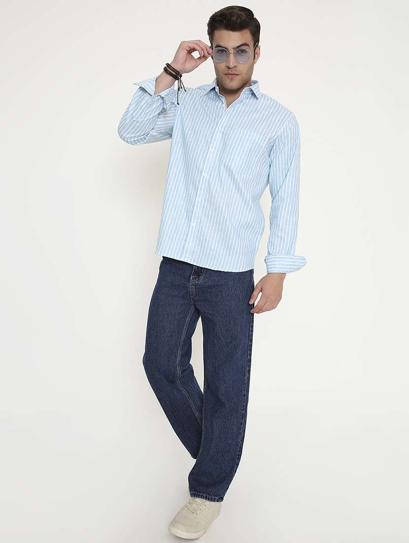 men striped collared long sleeve regular fit shirt - 22057781 -  Standard Image - 5