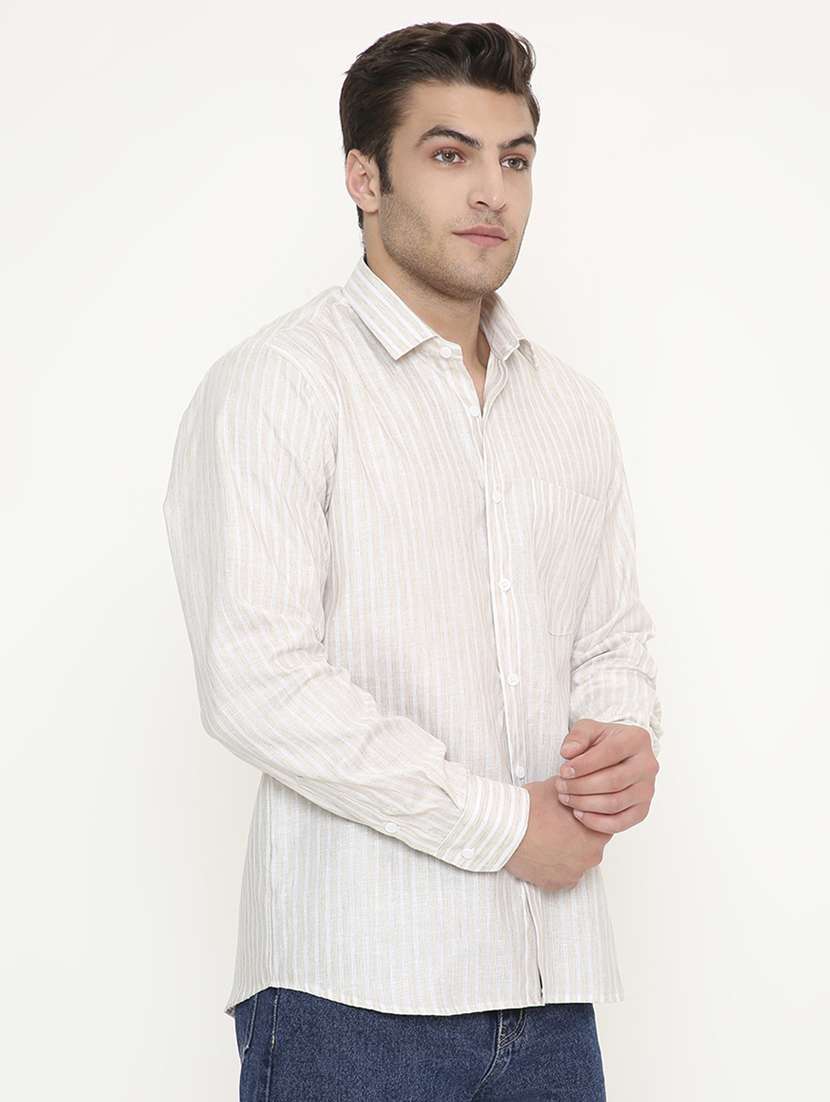 men striped collared long sleeve regular fit shirt - 22057782 -  Standard Image - 3