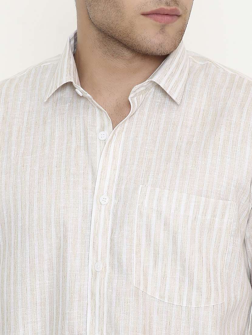 men striped collared long sleeve regular fit shirt - 22057782 -  Standard Image - 5