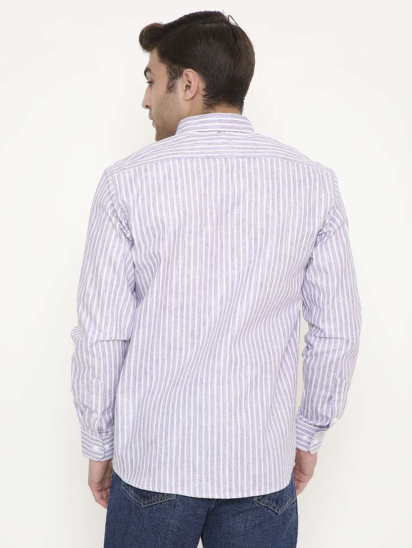 men striped collared long sleeve regular fit shirt - 22057783 -  Standard Image - 3