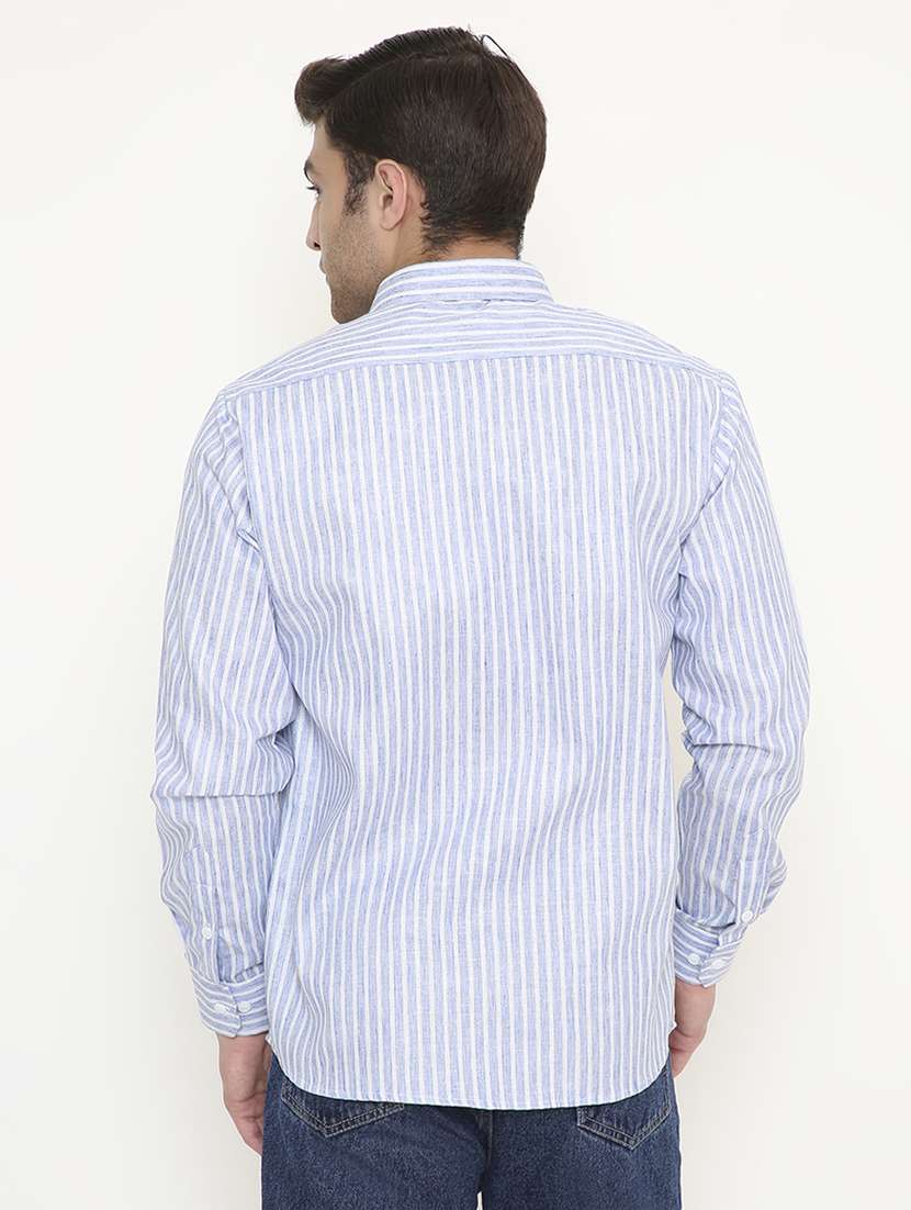 men striped collared long sleeve regular fit shirt - 22057784 -  Standard Image - 3