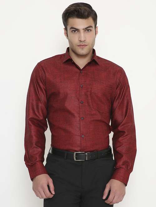 men solid collared long sleeve regular fit shirt - 22057785 -  Standard Image - 0
