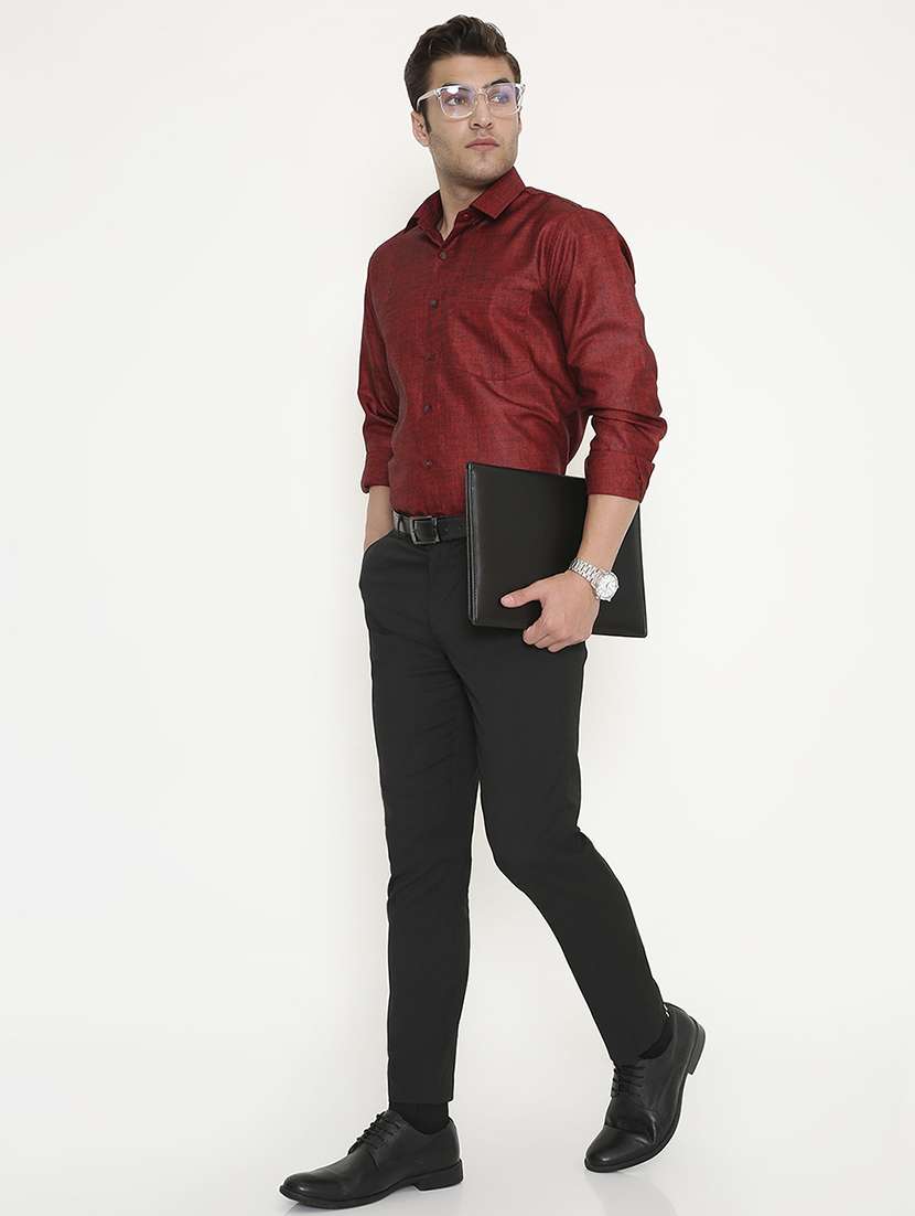 men solid collared long sleeve regular fit shirt - 22057785 - Standard Image - 5