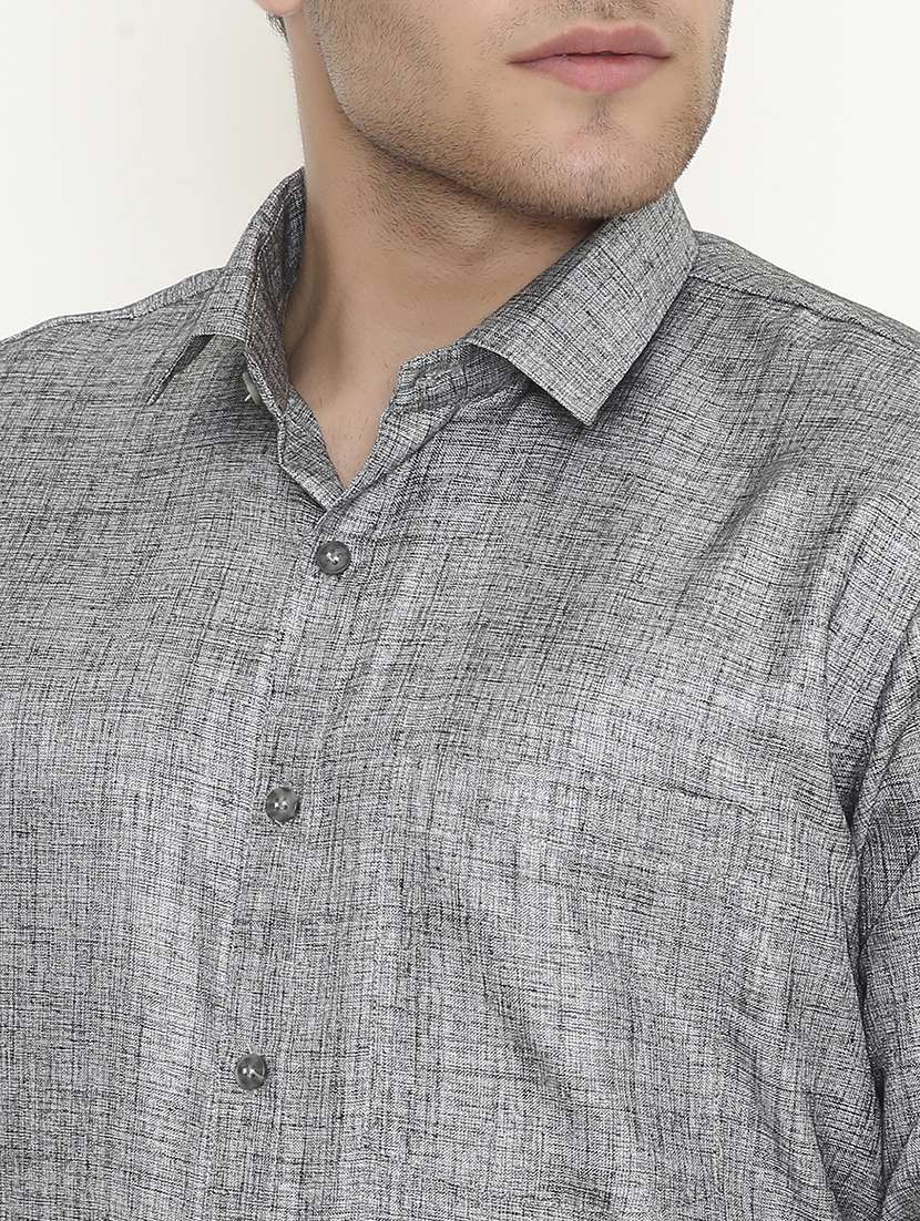 men solid collared long sleeve regular fit shirt - 22057788 -  Standard Image - 5