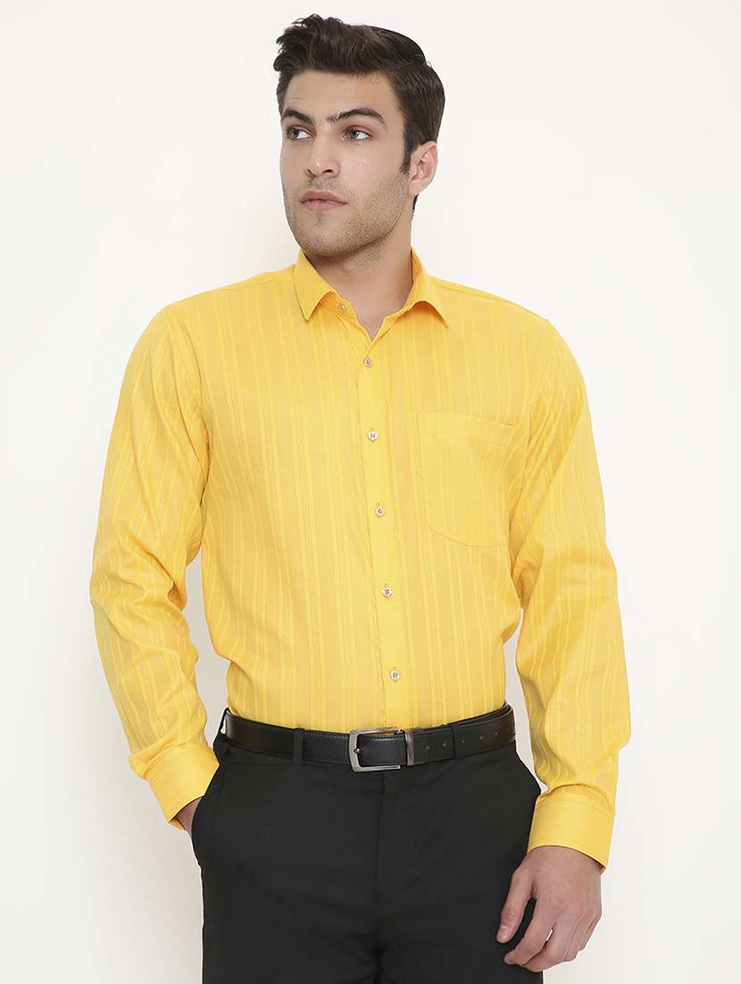 men solid collared long sleeve regular fit shirt