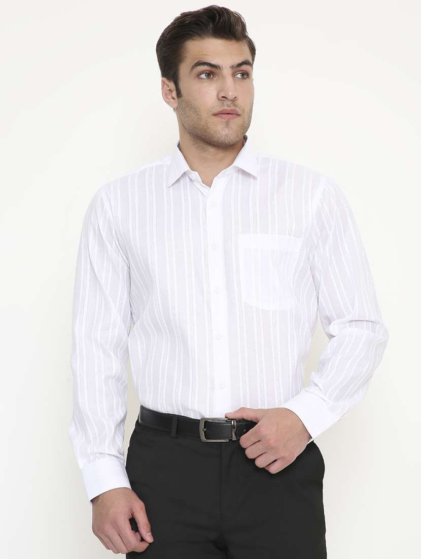 men solid collared long sleeve regular fit shirt