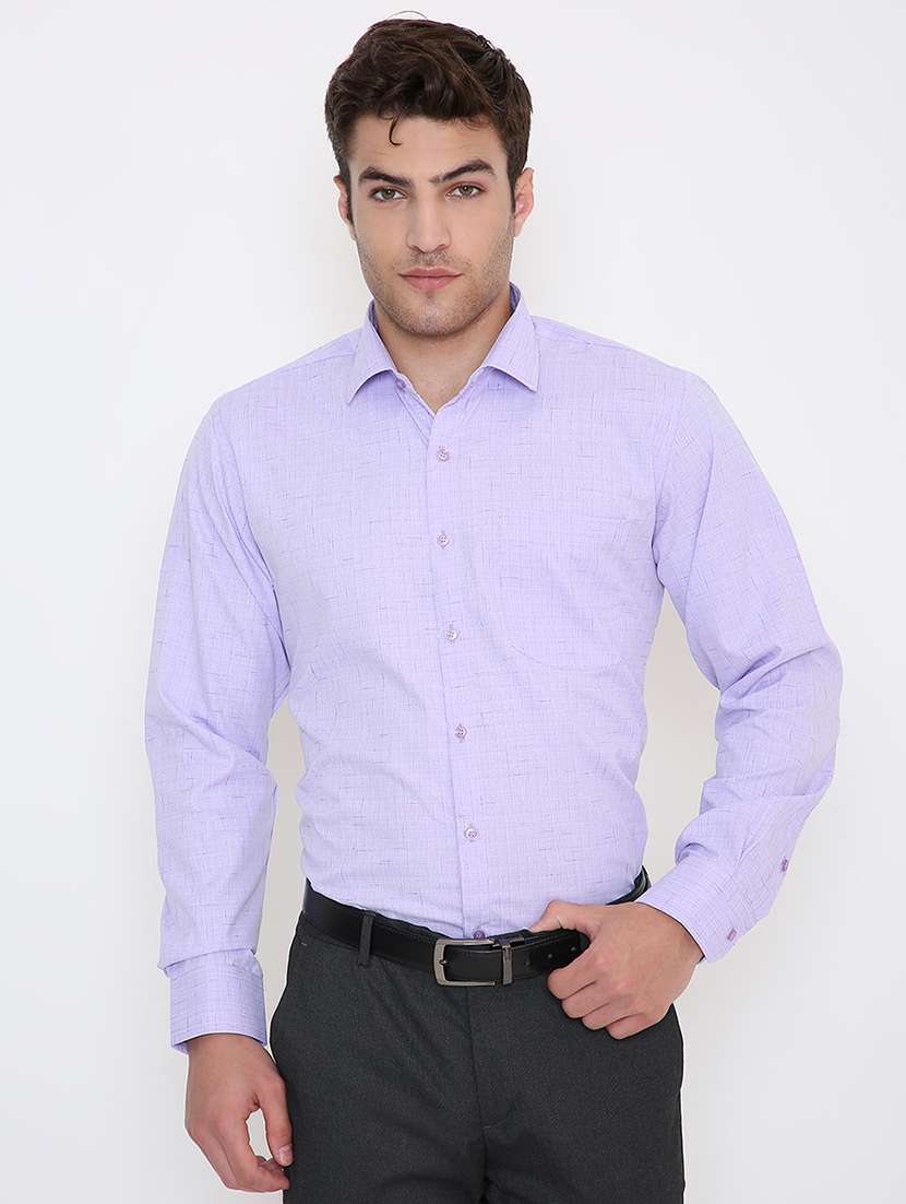 men solid collared long sleeve regular fit shirt