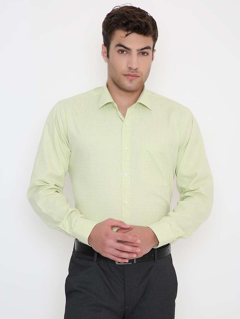 men solid collared long sleeve regular fit shirt