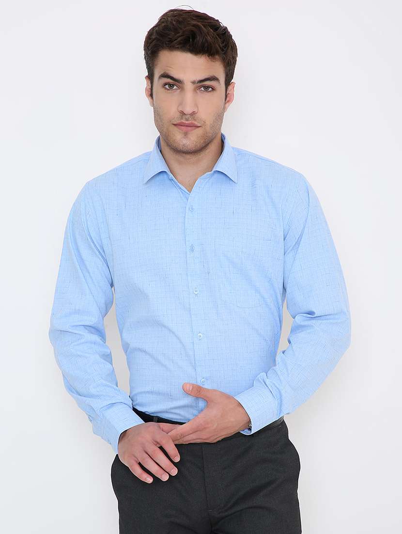 men solid collared long sleeve regular fit shirt