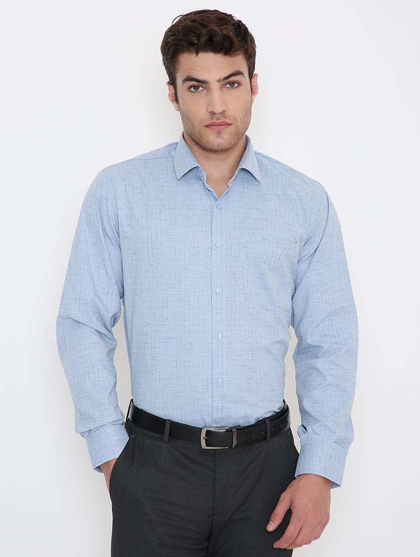 men solid collared long sleeve regular fit shirt