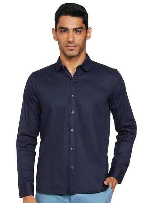 blue cotton blend casual shirt - 22057827 - Standard Image - 0