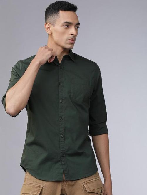 green cotton blend casual shirt - 22057828 -  Standard Image - 0