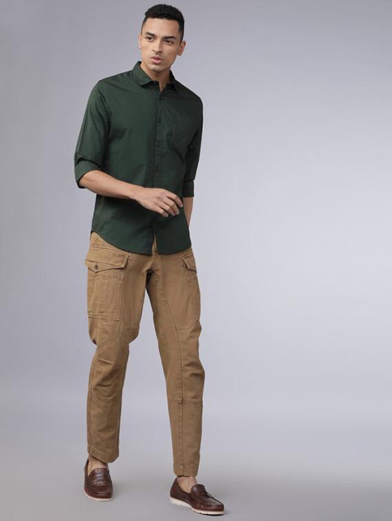 green cotton blend casual shirt - 22057828 - Standard Image - 3