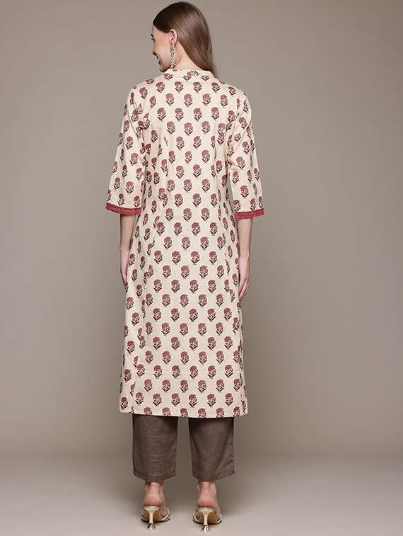 women floral three quarter sleeve a-line kurta - 22057836 -  Standard Image - 3